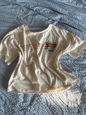 wonder nation Cream Graphic Tee with Retro Crayon Stripes Boxy Fit
